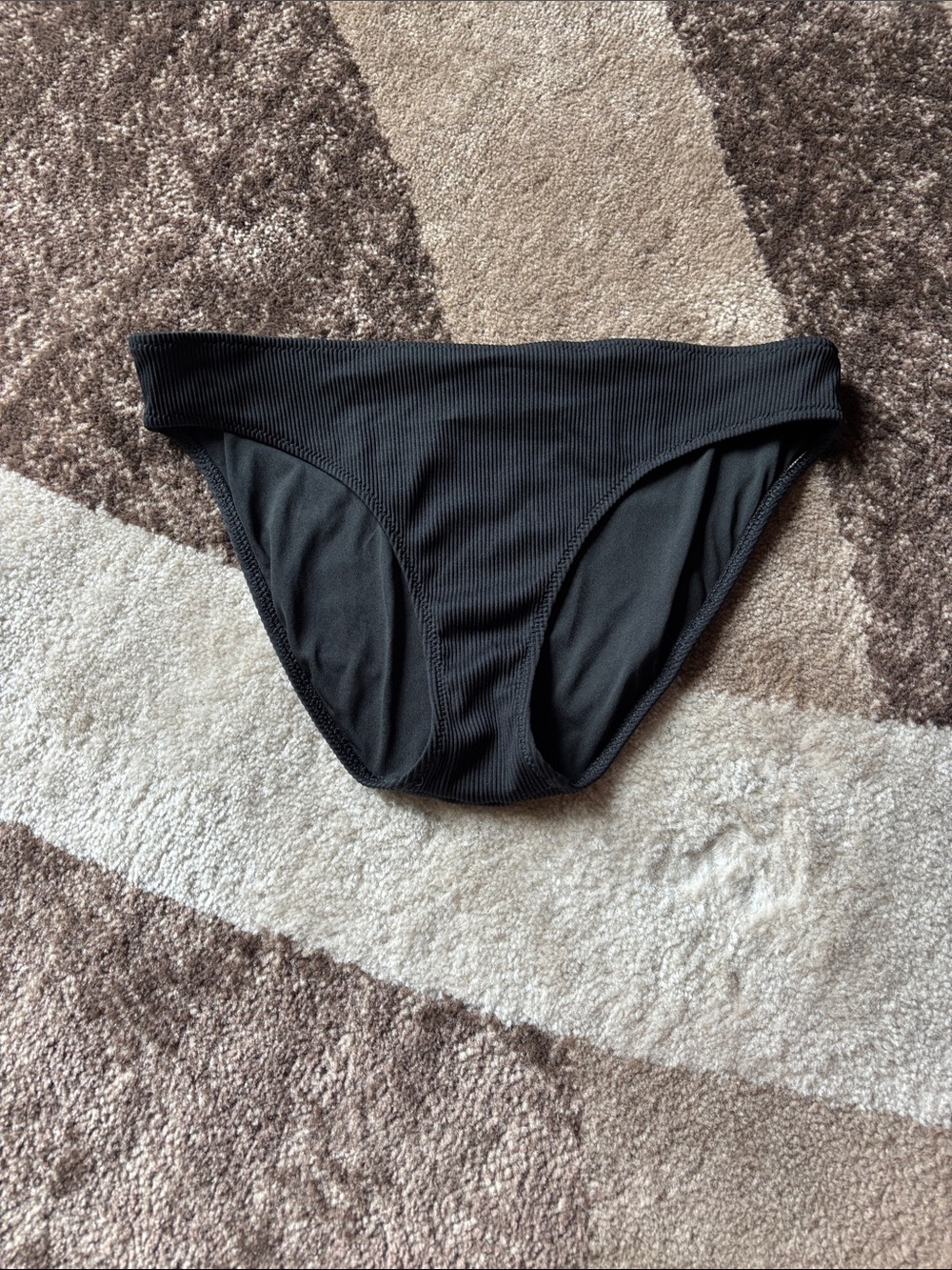 aerie Black Ribbed Fold-Over Bikini Brief